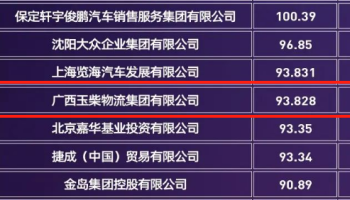 玉柴物流集團榮獲2024中國汽車經(jīng)銷商集團百強稱號